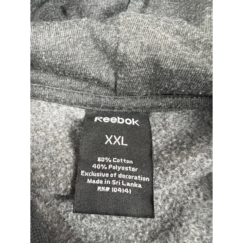Reebok‎ Hoodie Mens 2XL Gray Longsleeve Pockets Cotton Blend Drawstring - Picture 10 of 11